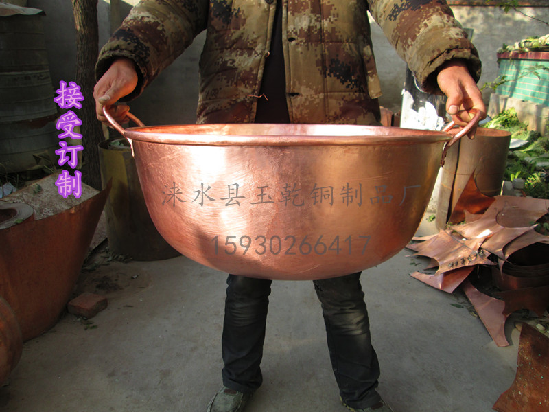 Thickened pure red copper boiling medicine boiling sugar copper pot red copper red copper paste square hot pot pure handmade soup staying in a jam copper pot