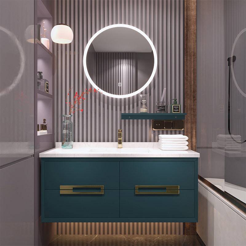 Nordic light luxury bathroom cabinet combination marble washbasin powder room washstand modern minimalist bathroom cabinet