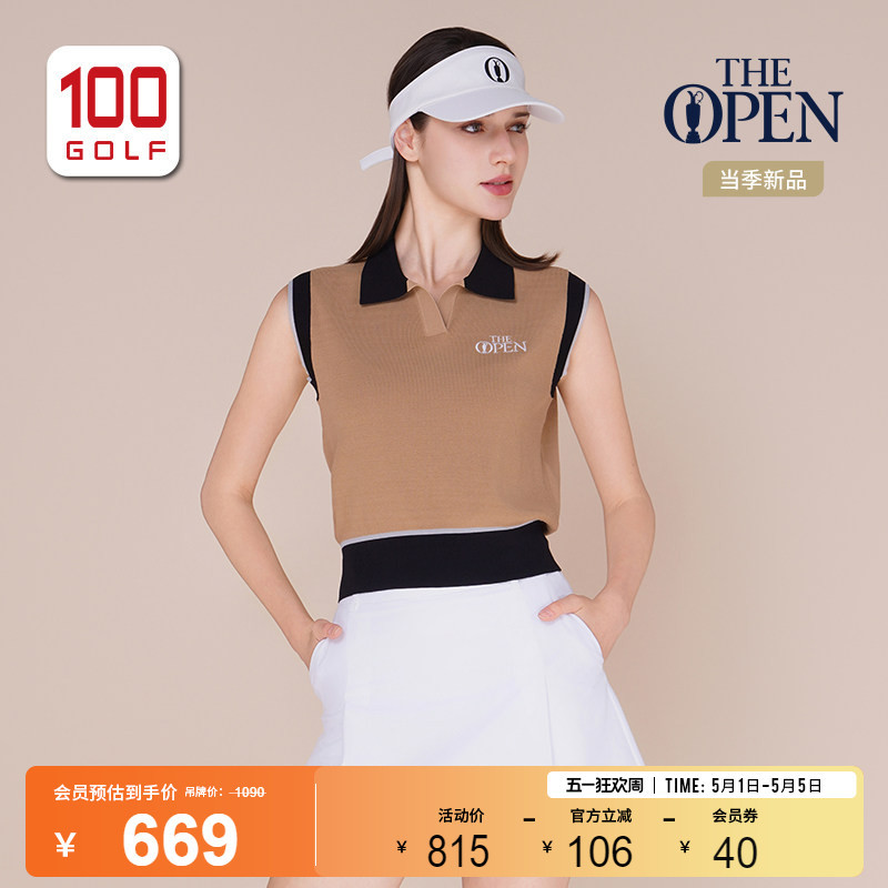 Theopen British Open Golf Women's Sleeveless T-Shirt Summer Breathable Fashion Simple Lapel Polo Shirt
