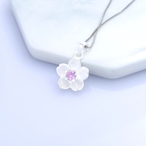 Childrens crystal necklace Female clavicle chain fashion wild cherry blossom pendant send student girl Princess birthday gift