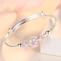 Childrens bracelet transfer beads Cherry blossom love bracelet Fashion temperament silver plated jewelry to send student girl birthday gift