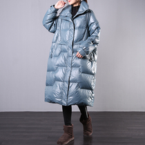  Shuye winter clothing new literary and leisure medium-length down jacket womens stand-up collar thickened warm wild down jacket