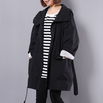  2020 autumn new Korean loose large size bat sleeve mid-length commoner windbreaker hooded jacket womens bf tide
