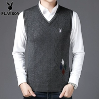 Playboy len vest vest nam cổ chữ V mỏng mùa thu và tay áo len không tay áo len vest vest nam giản dị áo khoác len mỏng