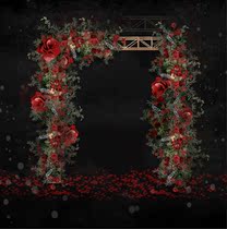 67 Wedding renderings corner flower forest truss wrought iron arch red floral wedding outdoor hand painted psd