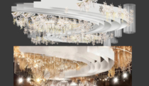 White champagne full hall ceiling gauze ring cloud top yarn S-shaped wedding renderings PSD source file wedding