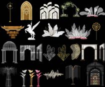 29 wedding renderings Psd material props plantain butterfly scepter Tianma arch European style iron style