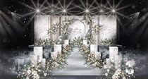 Indoor White Green Department Mass Han-style minimalist wedding stage Welcome Area Ps Material Stratification