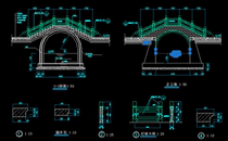 Park square stone bridge landscape sketch facilities cad construction drawings Large sample detailed node material