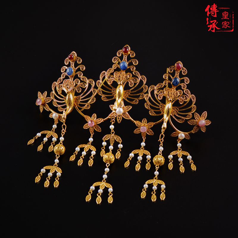 Yi Feng title Pearl Crown of Tang and Song Ming Dynasty Hair Accessories of Ke Sub-hair Hairpin Hanfu Accessories