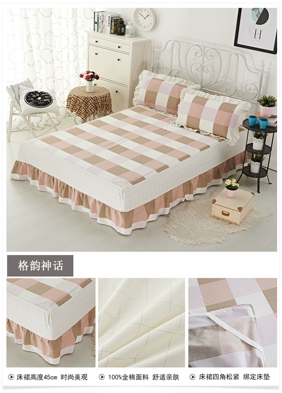 Hàn Quốc bông ren giường bedspread giường váy bìa trượt một mảnh khăn trải giường cotton twill bụi váy mùa hè - Váy Petti