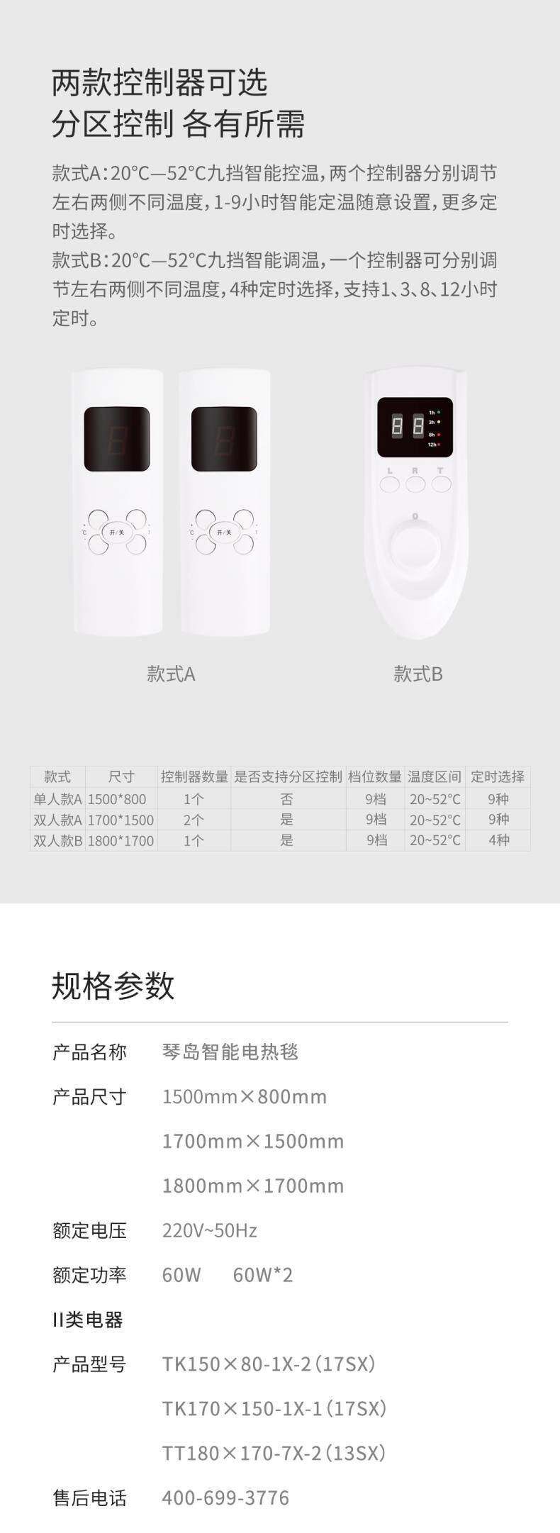 小米有品同款 琴岛 智能温控电热毯 可水洗 图6