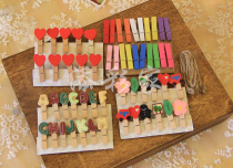 Take DIY photo wall colored wood clamp linen rope cute photo decoration clip