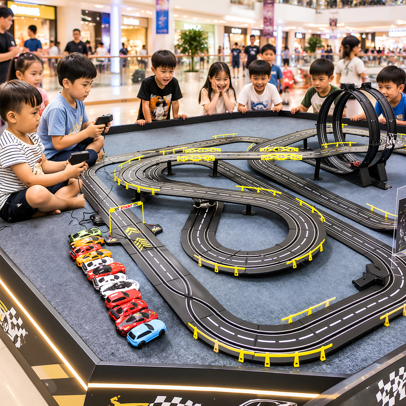Children's Double Racing Battle Electric Remote Control Track Racing Car Toy Four-Wheel Drive Large Track Gift for Boys