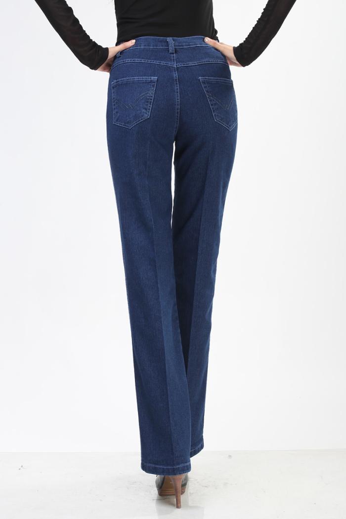 Quần jean nữ trung niên và già quần cotton co giãn mùa thu quần nữ cao eo thẳng quần giản dị Quần mẹ XL quần jean baggy nữ