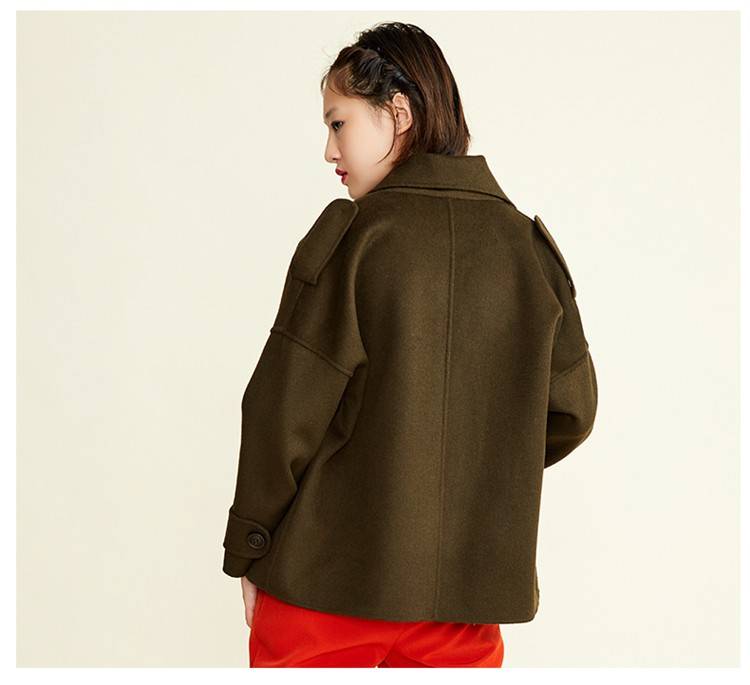 Mark Huafei Womens 2018 thu đông mới áo choàng đôi ngực áo hai dây áo choàng ngắn áo khoác gió nữ