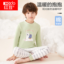 Red Bean Boy Underwear Suit Pure Cotton Children Full Cotton Autumn Clothes Autumn Pants Autumn Winter CUHK Childrens Baby Sleepwear Cotton Sweatshirt
