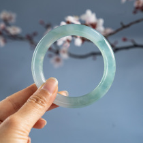 Non-feather jewelry natural jade bracelet Female jade bracelet Ice waxy seed ice seed clear bottom round bar Myanmar live
