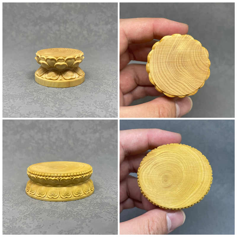 中国　唐木黄楊木製　蓮花彫　茶托　5客　M　7396E 中国 唐木黄楊木製 蓮花彫 茶托 5客 M 7396E 中国 唐木黄楊木製 蓮花彫