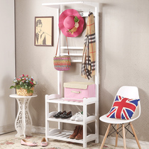 Solid wood pine floor-to-ceiling coat rack bedroom living room hanging hanger indoor multi-functional shelf shoe rack