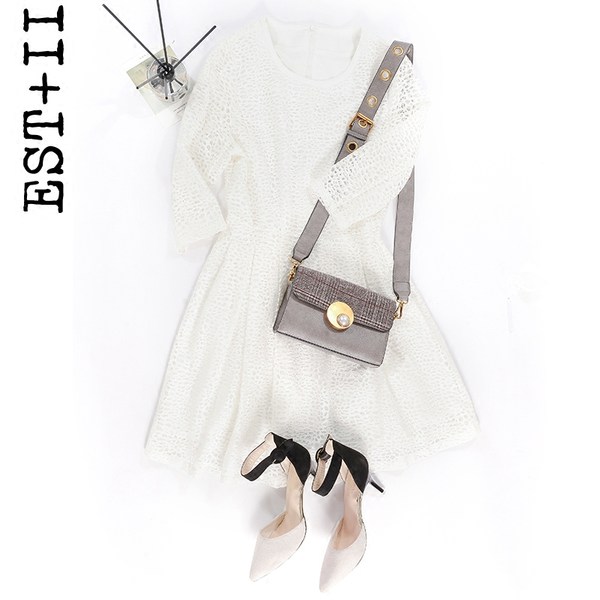 EST＋II 艺诗 18年新款 简约纯色圆领七分袖连衣裙 天猫优惠券折后￥199包邮（￥299-100）2色可选