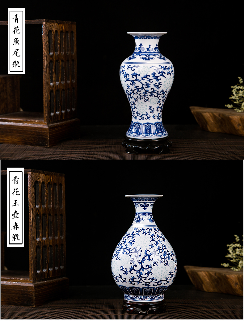 Blue and white and exquisite flower arranging ipads porcelain of jingdezhen ceramics thin foetus floret bottle of modern Chinese style sitting room adornment is placed