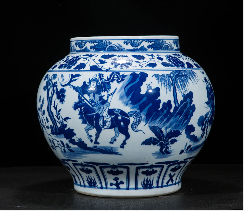 Jingdezhen ceramic vase hand-painted archaize yuan blue and white guiguzi down big pot sitting room place home decoration