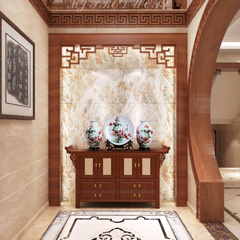 Threepiece set of ceramic vase ornaments Jingdezhen Chinese home