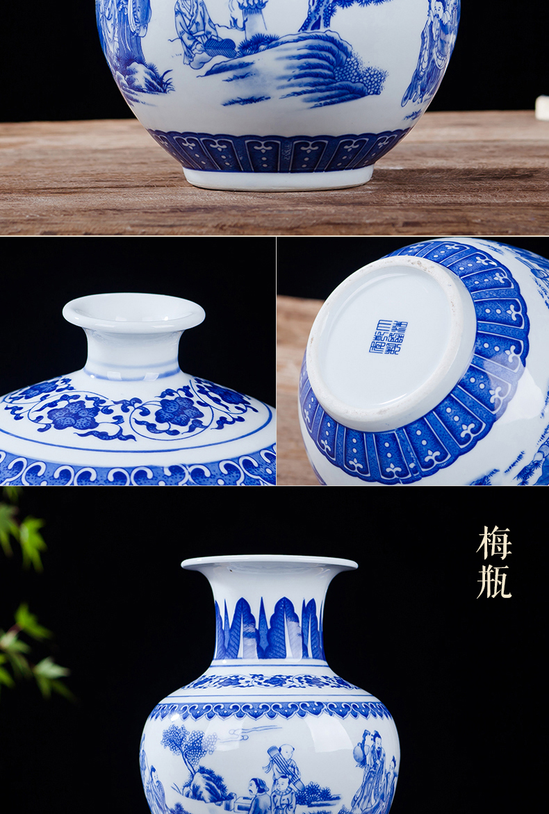 Antique vase of blue and white porcelain of jingdezhen ceramics lucky bamboo living room TV ark place, Chinese style household ornaments