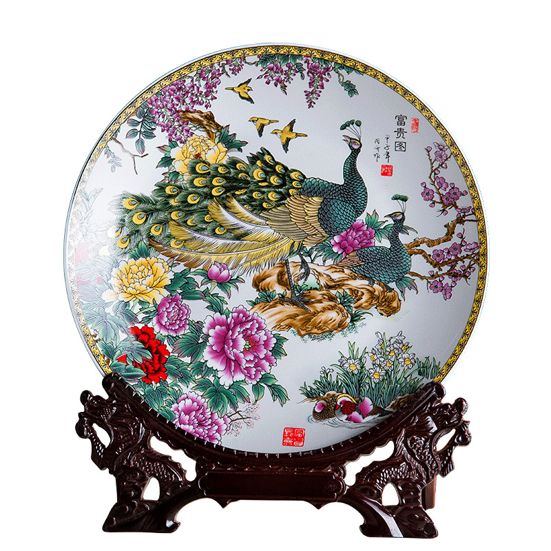 Jingdezhen ceramics European wealth figure decoration plate of ornamental dish hang dish by dish home furnishing articles study arts and crafts