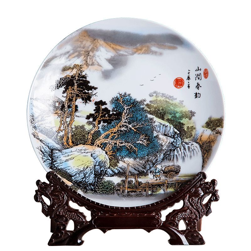 Jingdezhen ceramics 10 inch mountain stream ChunYun decorative hanging dish sat dish home rich ancient frame office crafts