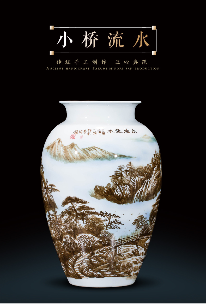 Jingdezhen ceramics hand - drawn pastel landscape painting vases, flower arranging furnishing articles sitting room porch of new Chinese style household act the role ofing is tasted