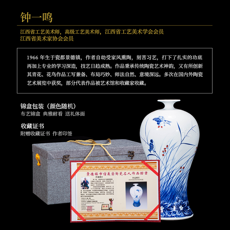 Jingdezhen ceramics hand - made household adornment blue and white porcelain vase wine porch sitting room TV ark, furnishing articles