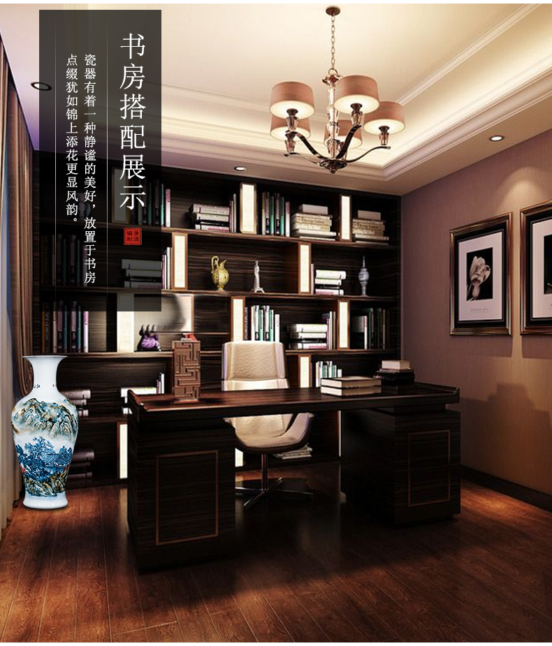 Jingdezhen ceramics celebrity hand - made the master of landscape painting landing large vases, home sitting room adornment is placed