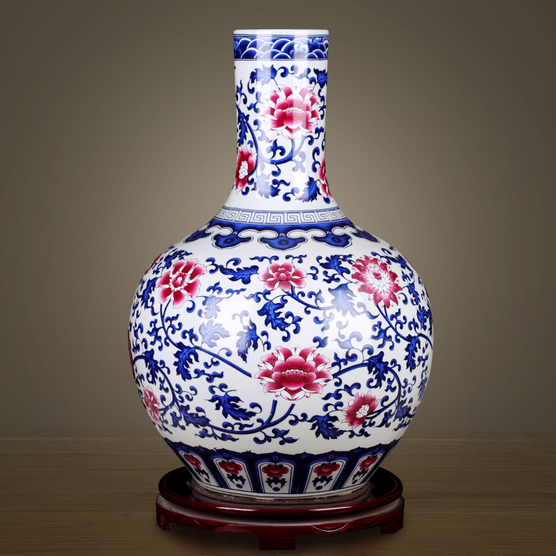 Jingdezhen ceramic archaize floor large vases, flower arranging Chinese rich ancient frame decorative porcelain furnishing articles large living room