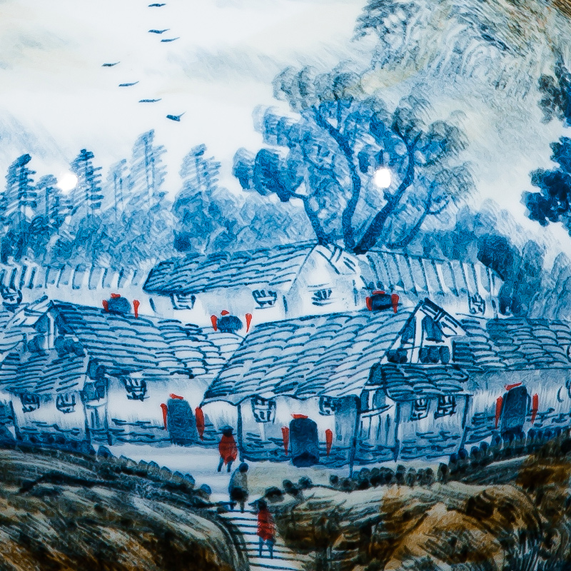 Jingdezhen ceramics celebrity hand - made the master of landscape painting large sitting room ground vase household office furnishing articles