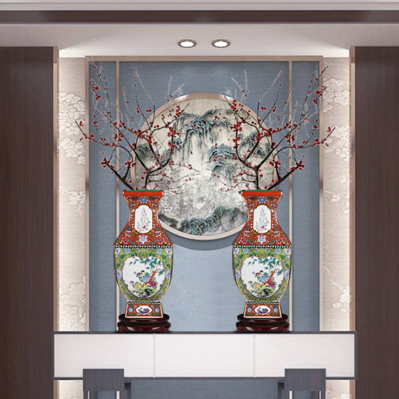 Jingdezhen ceramics archaize the qing qianlong sifang flower arranging dry enamel vase Chinese handicraft furnishing articles in the living room