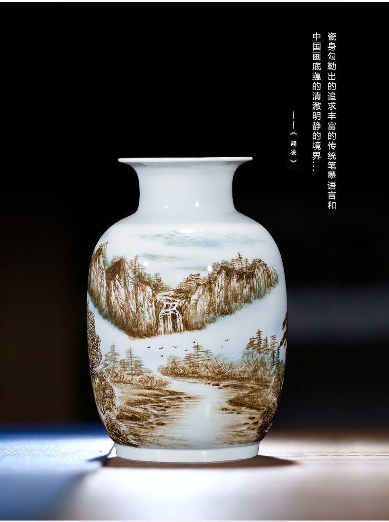 Jingdezhen ceramics landscape hand - made vases, flower arranging new Chinese style household act the role ofing is tasted, the sitting room porch decoration furnishing articles