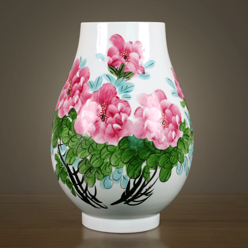 Jingdezhen ceramic hand - made famille rose blooming flowers vase household flower arranging Chinese style porch sitting room decoration