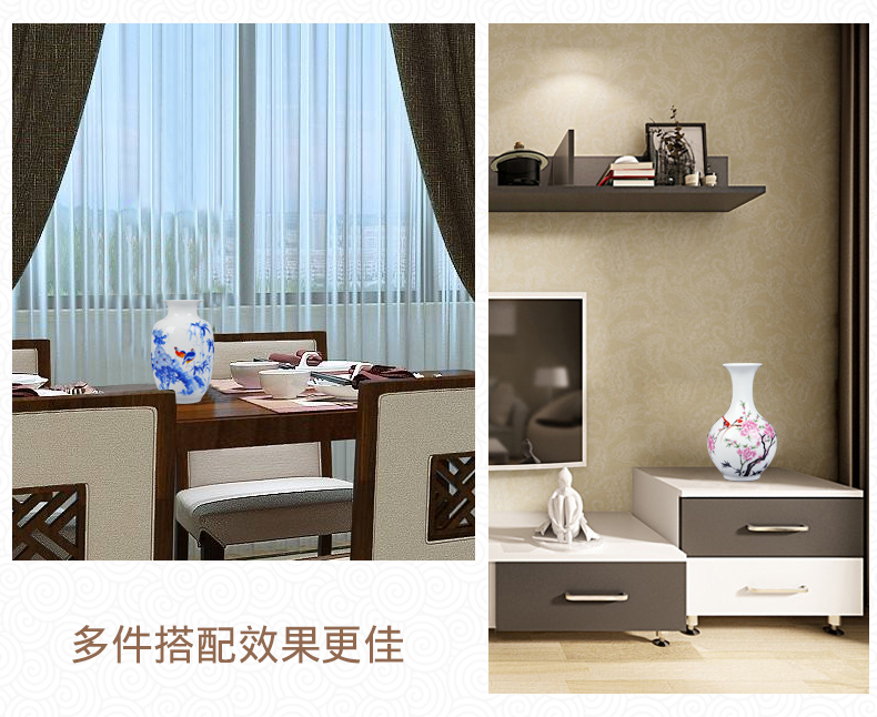 Jingdezhen ceramics floret bottle home furnishing articles dried flower arranging flowers, Chinese style living room TV cabinet handicraft