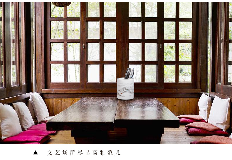 Jingdezhen ceramics household brush pot office furnishing articles study office supplies decoration hair brush pot student gifts