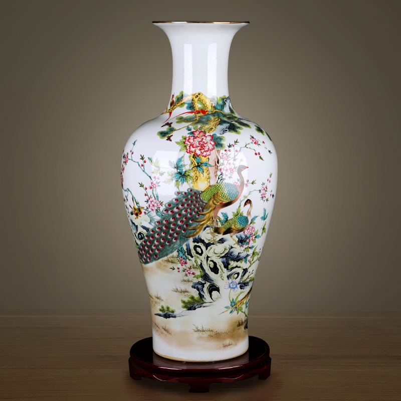 Jingdezhen ceramic vase furnishing articles large sitting room of Chinese style household flower arranging TV ark, rich ancient frame decorative porcelain