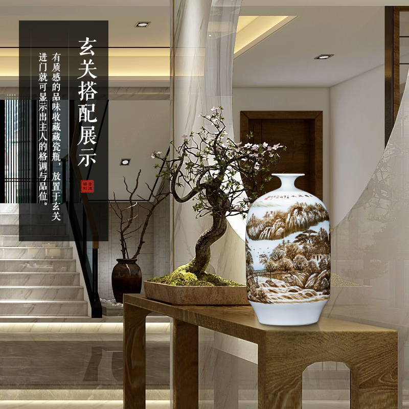 Jingdezhen ceramics landscape hand - made vases, flower arranging furnishing articles study of new Chinese style household act the role ofing is tasted sitting room porch