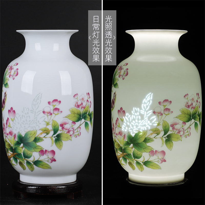 Jingdezhen ceramics and enamel vase flower arranging new Chinese style household rich ancient frame sitting room adornment is placed