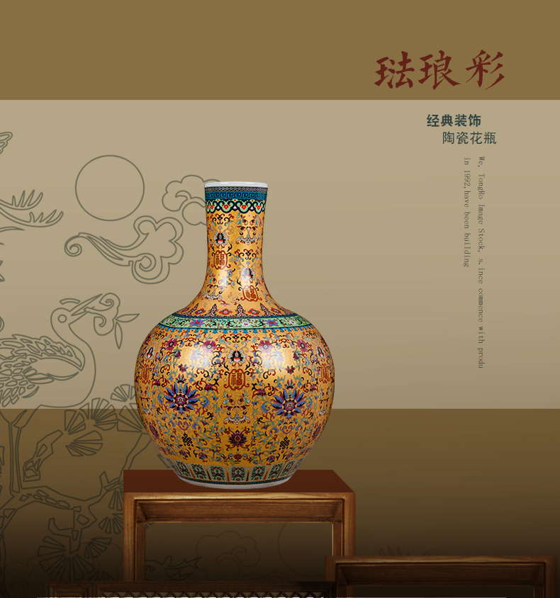 Jingdezhen ceramics large vase European - style home sitting room adornment is placed hotel porch enamel handicraft