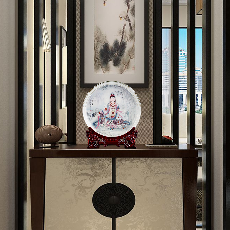 Jingdezhen ceramics gold Buddha like guanyin sitting room decorate dish hang dish by dish household furnishing articles and crafts