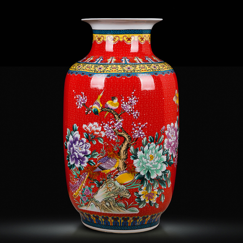 Jingdezhen ceramics China red large vases, flower arranging is home sitting room adornment is placed hotel wedding celebrations