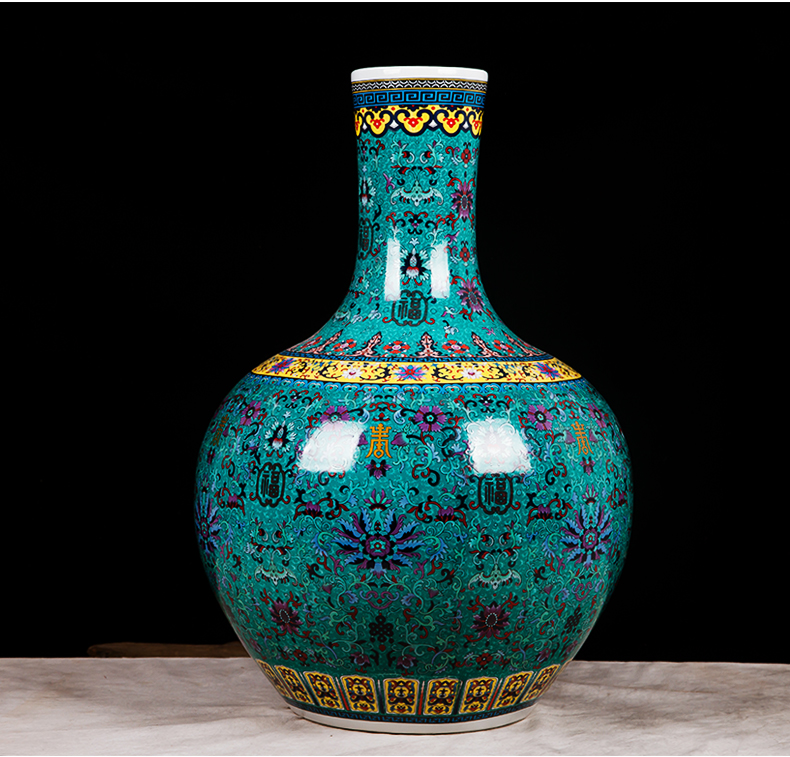 Jingdezhen ceramics large vase European - style home sitting room adornment is placed hotel porch enamel handicraft