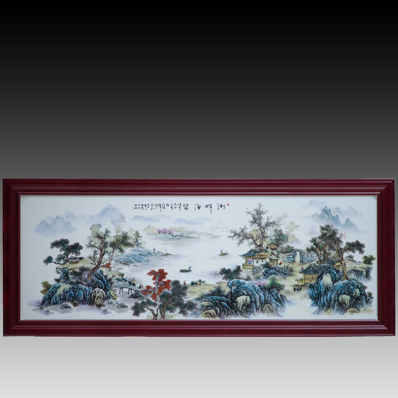 Jingdezhen ceramic central scroll landscape porcelain plate painting the mural wall act the role ofing sitting room wall hanging glaze color rich on fertility