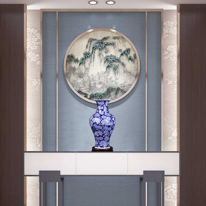 Blue and white gourd vases antique vase of jingdezhen ceramics new sitting room adornment rich ancient frame of Chinese style household furnishing articles